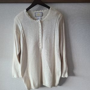 VNTG • 100% silk cable knit sweater ft. pearl buttons • cottagecore